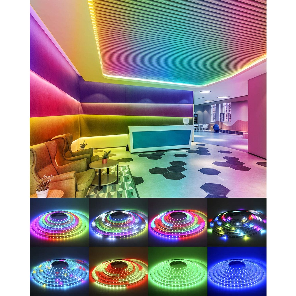 Dây đèn led đuổi ARGB 16 triệu màu, cảm biến âm thanh trực tiếp, điều khiển bằng điện thoại, đèn ngủ, decor phòng ngủ