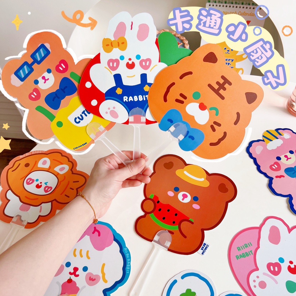 PVN45157 QUẠT NHỰA CẦM TAY CUTE HÌNH GẤU, THỎ Giá Rẻ