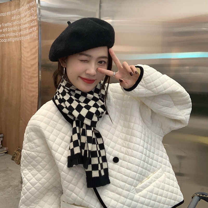 Áo khoác nữ tay dài họa tiết caro thời trang