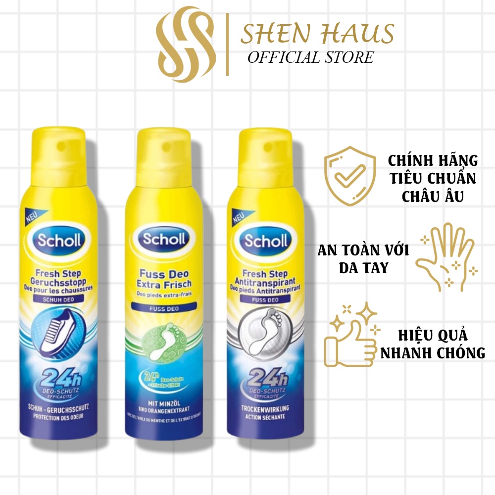 Xịt Khử Mùi Hôi Chân & Giày Dép Scholl Fuss 150ml Hàng Chính Hãng