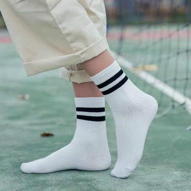 Tất vớ cổ cao 2 sọc nhiều màu sắc dành cho nữ