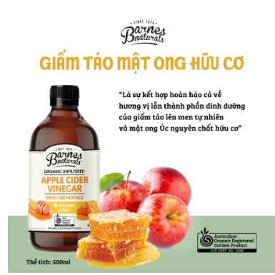 Giấm Táo Hữu Cơ Barnes Naturals Úc 500ml