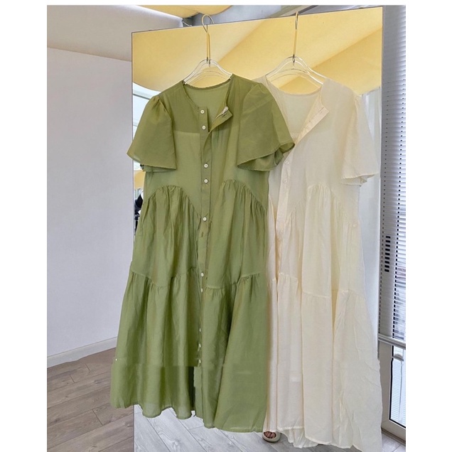 Đầm - Váy babydoll vải tơ mềm 2 lớp cộc tay xoè dài | BigBuy360 - bigbuy360.vn