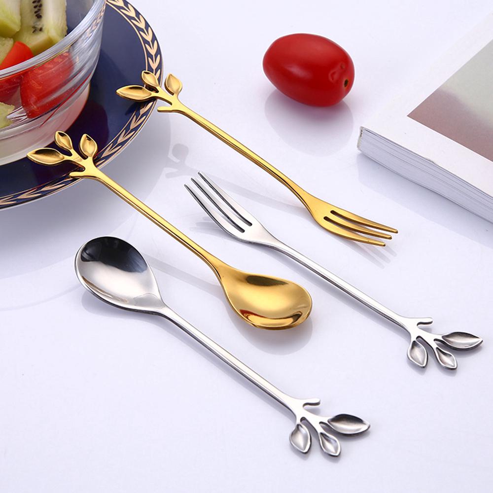 Leaf creative spoon / fork stainless steel coffee spoon [EXO1]