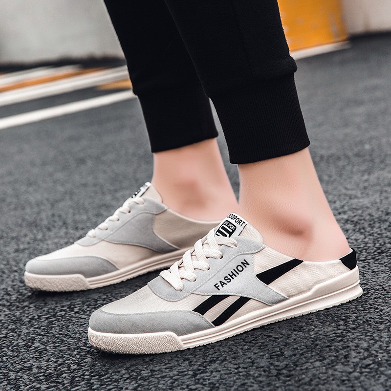 Dép lười bít mũi không gót bằng vải canvas hợp thời trang dễ phối đồ cho nam | BigBuy360 - bigbuy360.vn