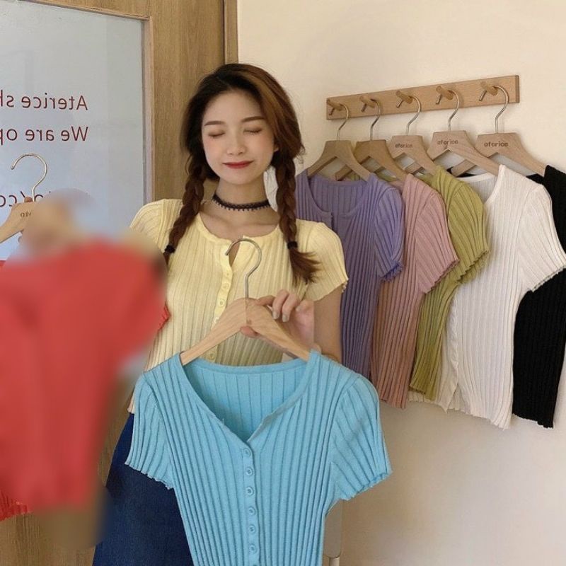 Áo thun phối nút CROTOP nhỏ nhắn xinh xắn