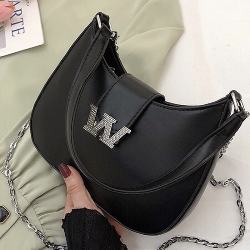 Túi Kẹp Nách Chữ W Cúc Bấm Kèm Dây Dài Đeo Chéo Sz 21