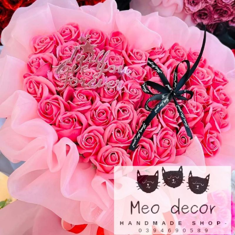 Bó hoa sáp thơm trái tim 40 bông làm quà tặng ý nghĩa các dịp lễ