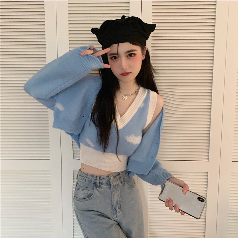 Áo lửng hai dây QADCOL/ Áo khoác cardigan QADCOL thời trang dành cho nữ