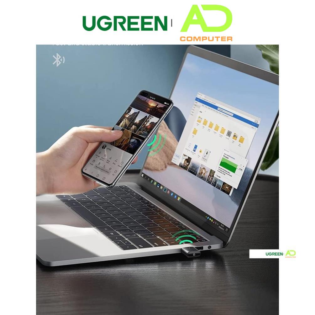 Thiết bị USB thu phát Bluetooth 5.0 UGREEN 80889 cho máy tính laptop - Hàng phân phối chính hãng - Bảo hành 18 tháng