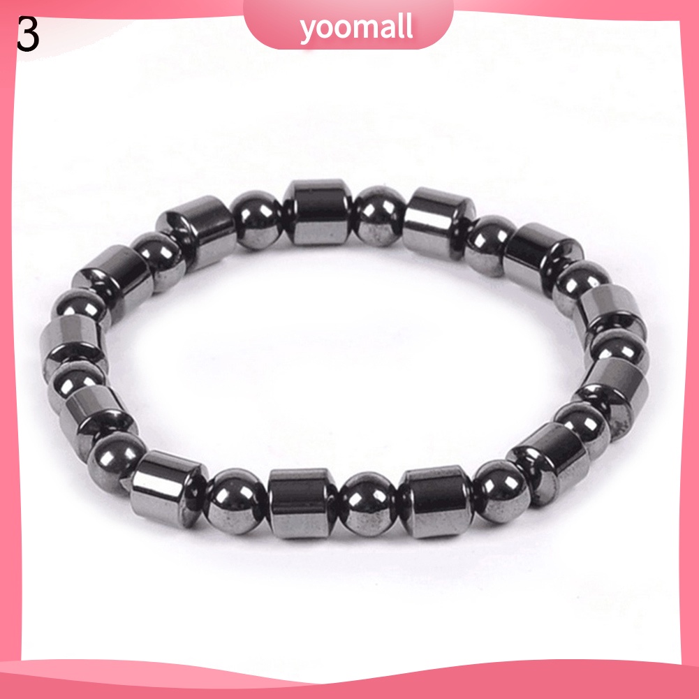 Vòng Đeo Tay Đá Hematite Nam Châm Sinh Học Màu Đen Giúp Giảm Cân