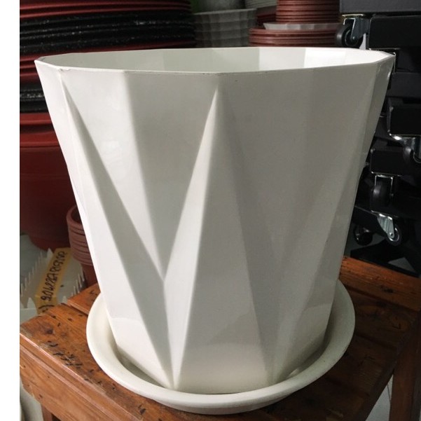 Combo 2 Chậu 8 Cạnh/Bát Giác - Đĩa Lót Chậu (Hàng Chất Lượng) size: 330x410x210mm
