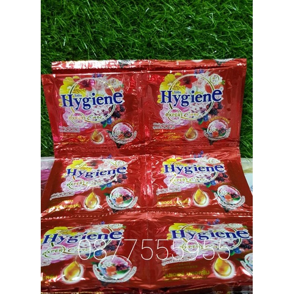 nước xả vải 1 dây 12 gói hygiene 20ml màu đỏ thái lan