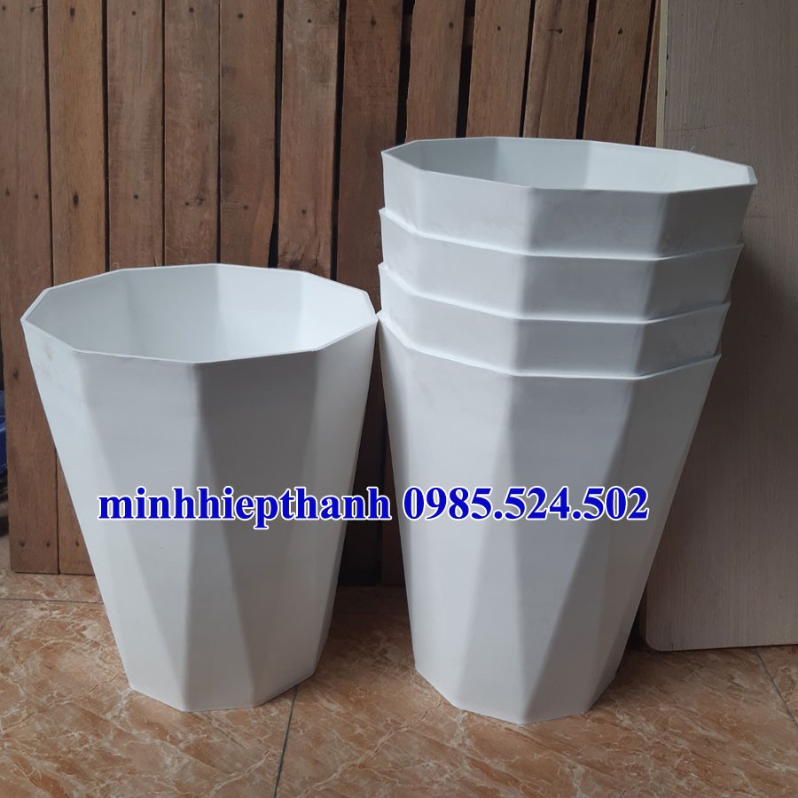 combo 5 chậu nhựa kim cương trồng cây đường kính 30cm