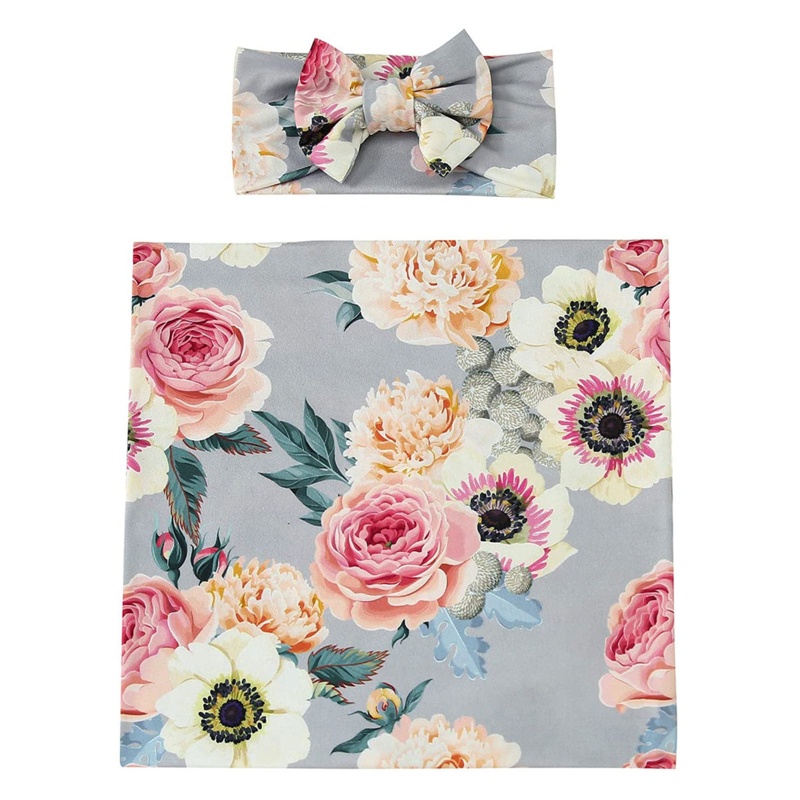 Set 2 Món Gồm Chăn Quấn Và Băng Cài Đầu Mềm Mại Làm Phụ Kiện Chụp Ảnh Cho Bé Sơ Sinh