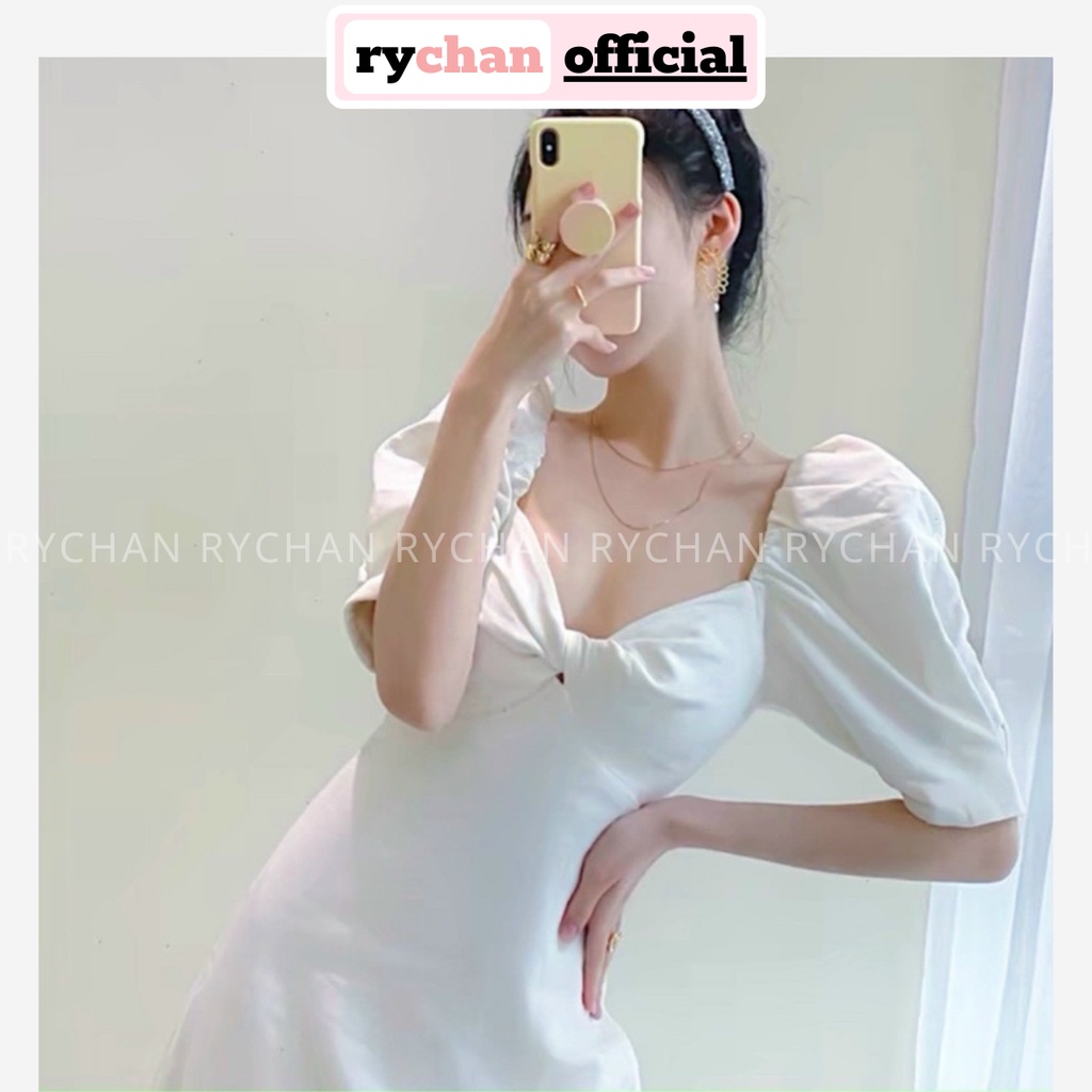 Đầm Nữ Xòe Đi Chơi Màu Trắng Dáng Dài Xoắn Cổ Tay Phồng Chun Thanh Lịch Sang Chảnh [ẢNH THẬT CUỐI] - DX9910