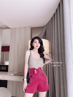 Quần sóc da cạp cao