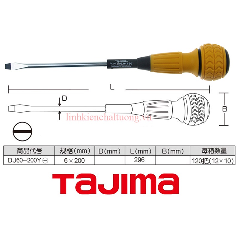 Tô vít 2 cạnh 6x200mm TAJIMA DJ60-200Y