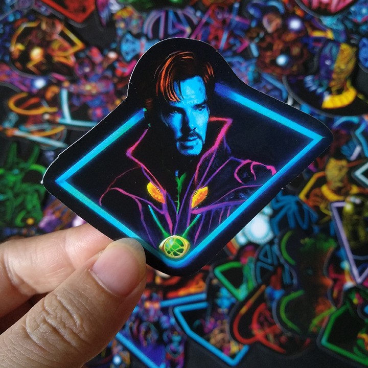 Bộ Sticker dán cao cấp chủ đề AVENGERS PHONG CÁCH ĐÈN NEON - Dùng dán Xe, dán mũ bảo hiểm, dán Laptop...