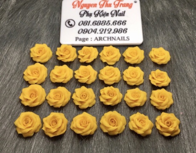 Hoa bột gắn móng: hồng size nhỡ  và size đại