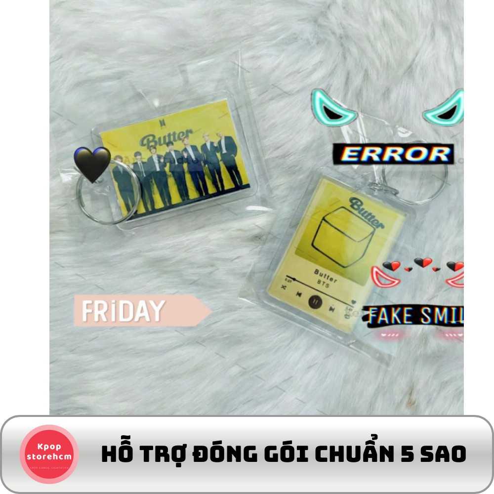 Móc khóa BTS KPOPSTOREHCM BUTTER Móc khóa khung ảnh nhựa griptok popsocket điện thoại pin huy hiệu sticker trang trí