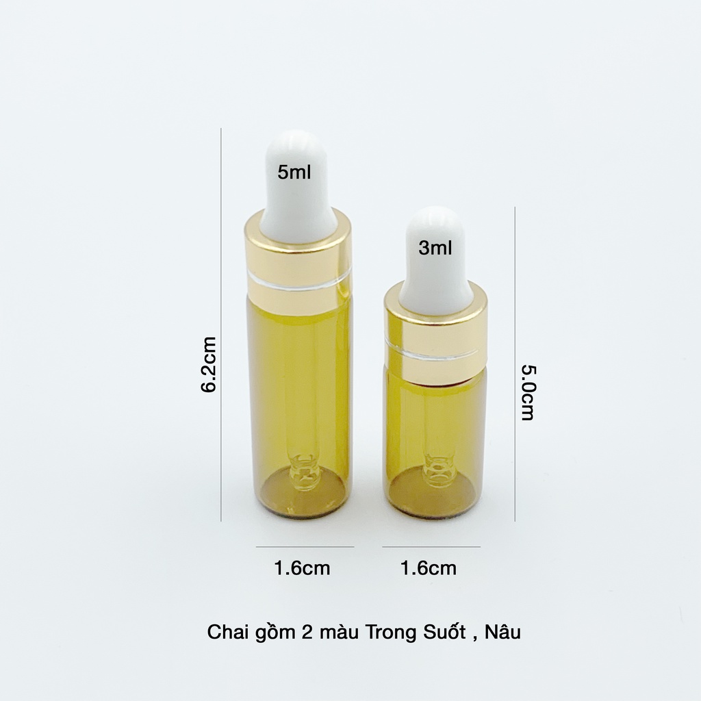 Lọ Chiết Seum 🏵️ Chai chiết serum Lọ Chiết Tinh Dầu Nước Hoa Thủy Tinh Mỏng 3ml/5ml