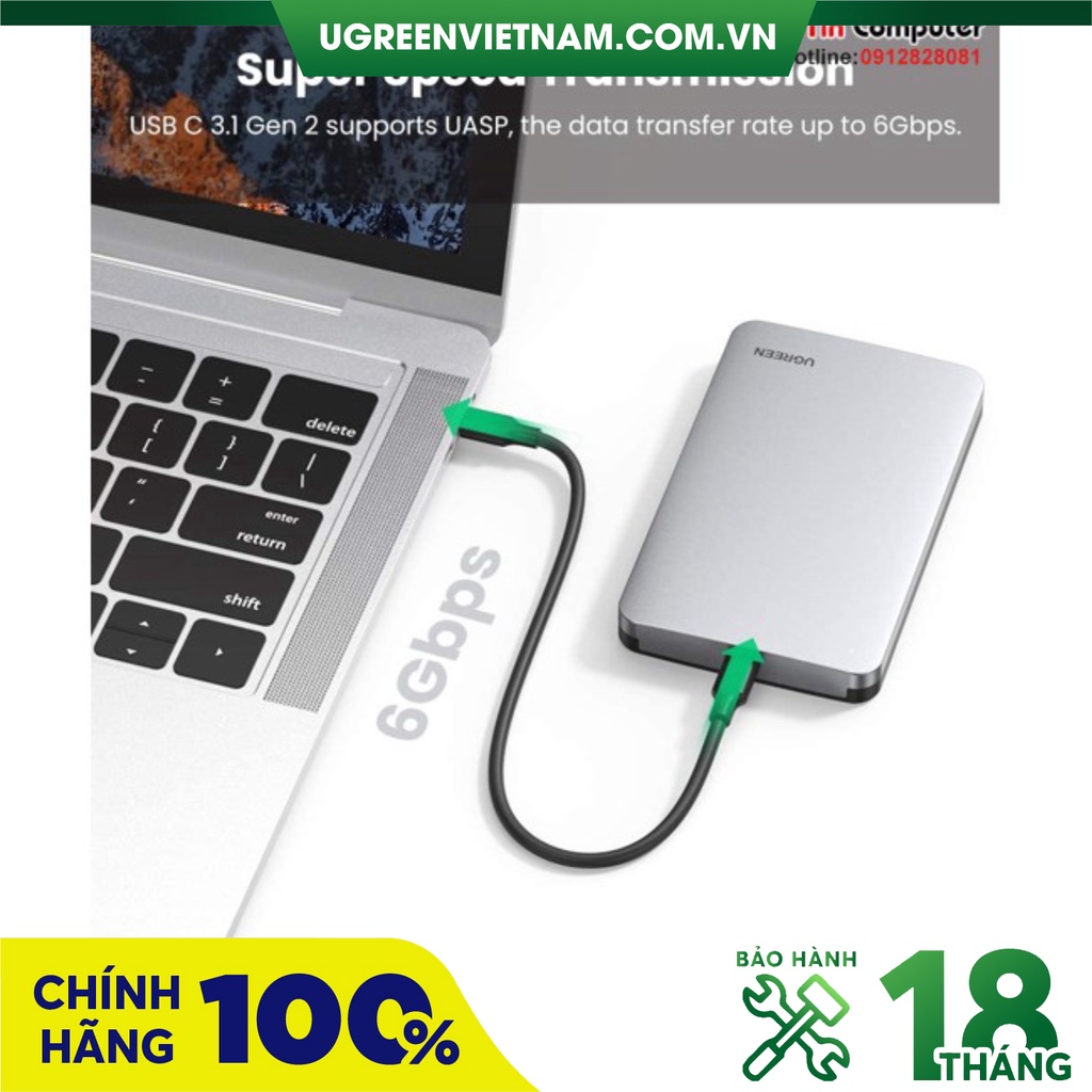 Hộp box đựng ổ cứng sata 2,5 inch vỏ nhôm cao cấp Ugreen chính hãng