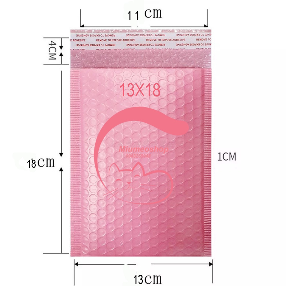 (SIZE 13X18)Túi bóng khí gói hàng Bubble Mailer -Combo 100 Túi bóng khí gói hàng Bubble Mailer -màu hồng