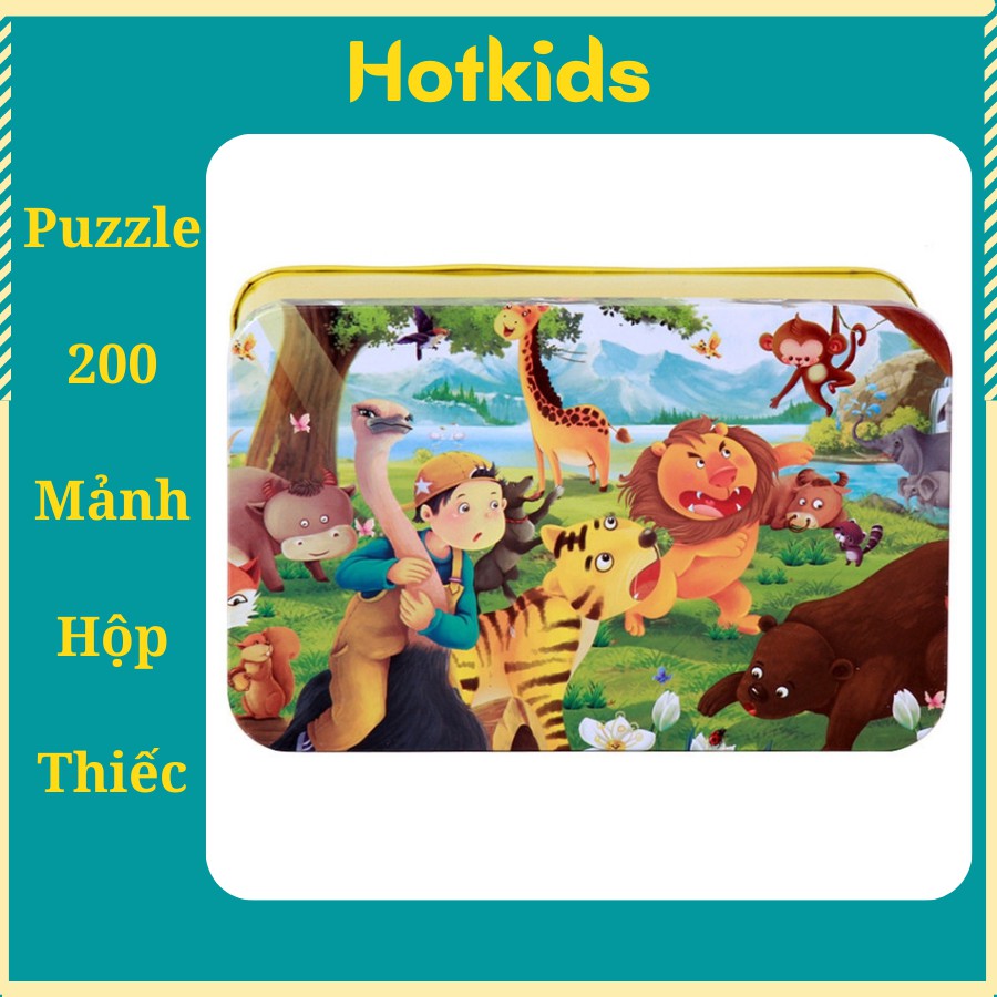 Tranh Xếp Hình Puzzle 200 Mảnh Hộp Thiếc - Động Vật Rừng