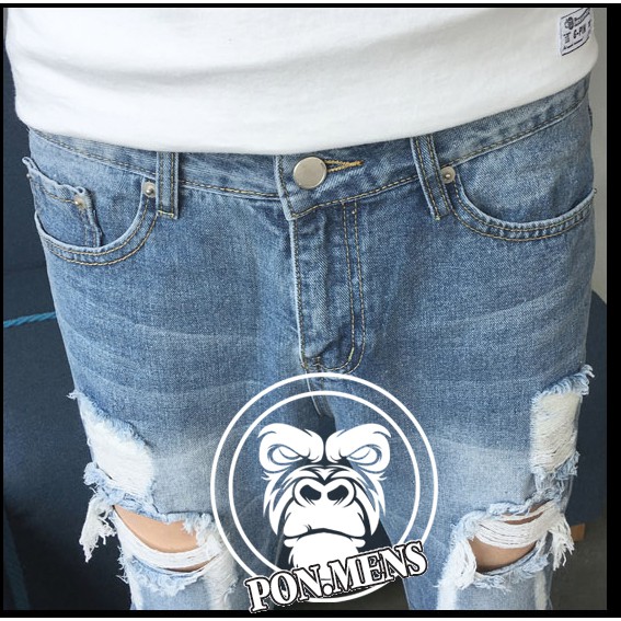 [Khuyến Mãi Sốc] Quần jean xanh rách gối nam thoáng mặc hè