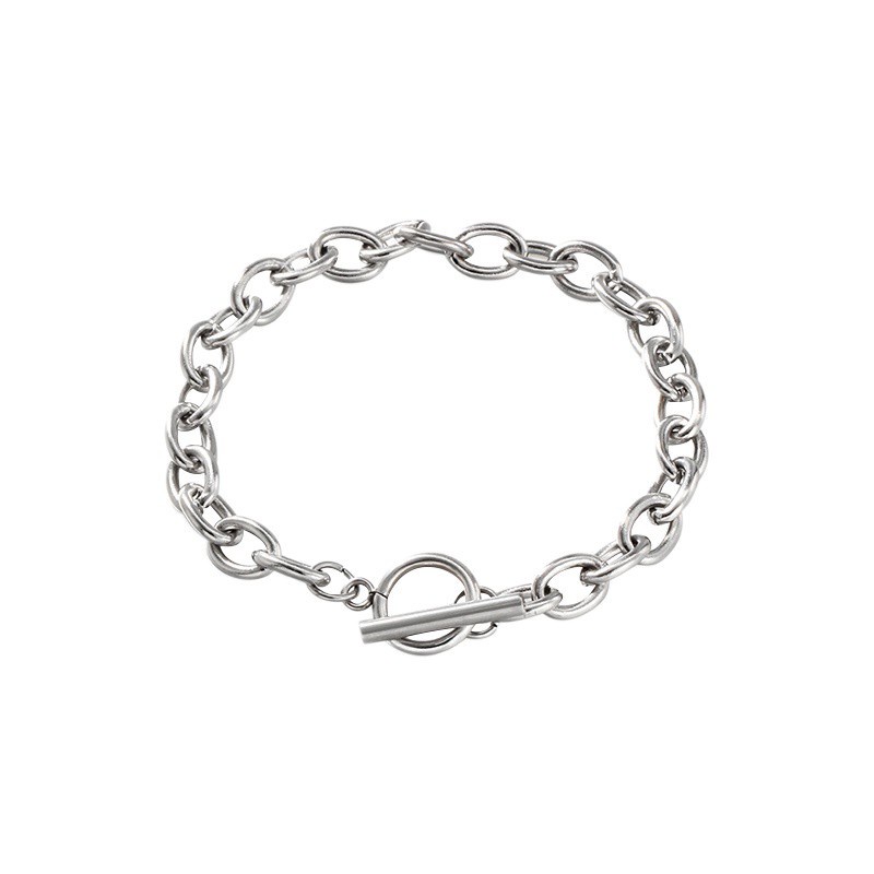 Vòng tay thép titan phối khóa phong cách Âu Mỹ phong cách thời trang cho nam nữ