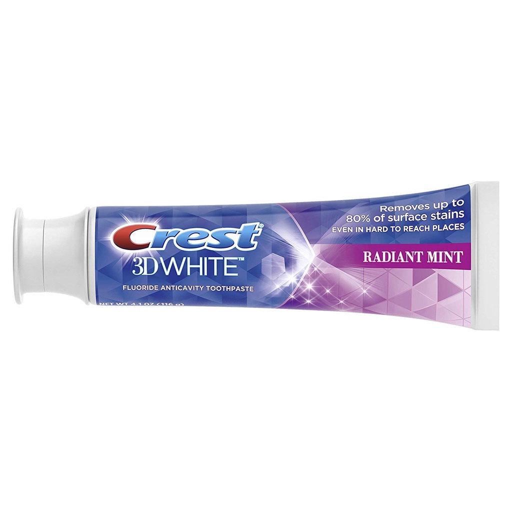 Kem đánh răng Crest 3D White Radiant Mint Whitening 4.1 oz, hộp 2 tuýp NHẬP MỸ