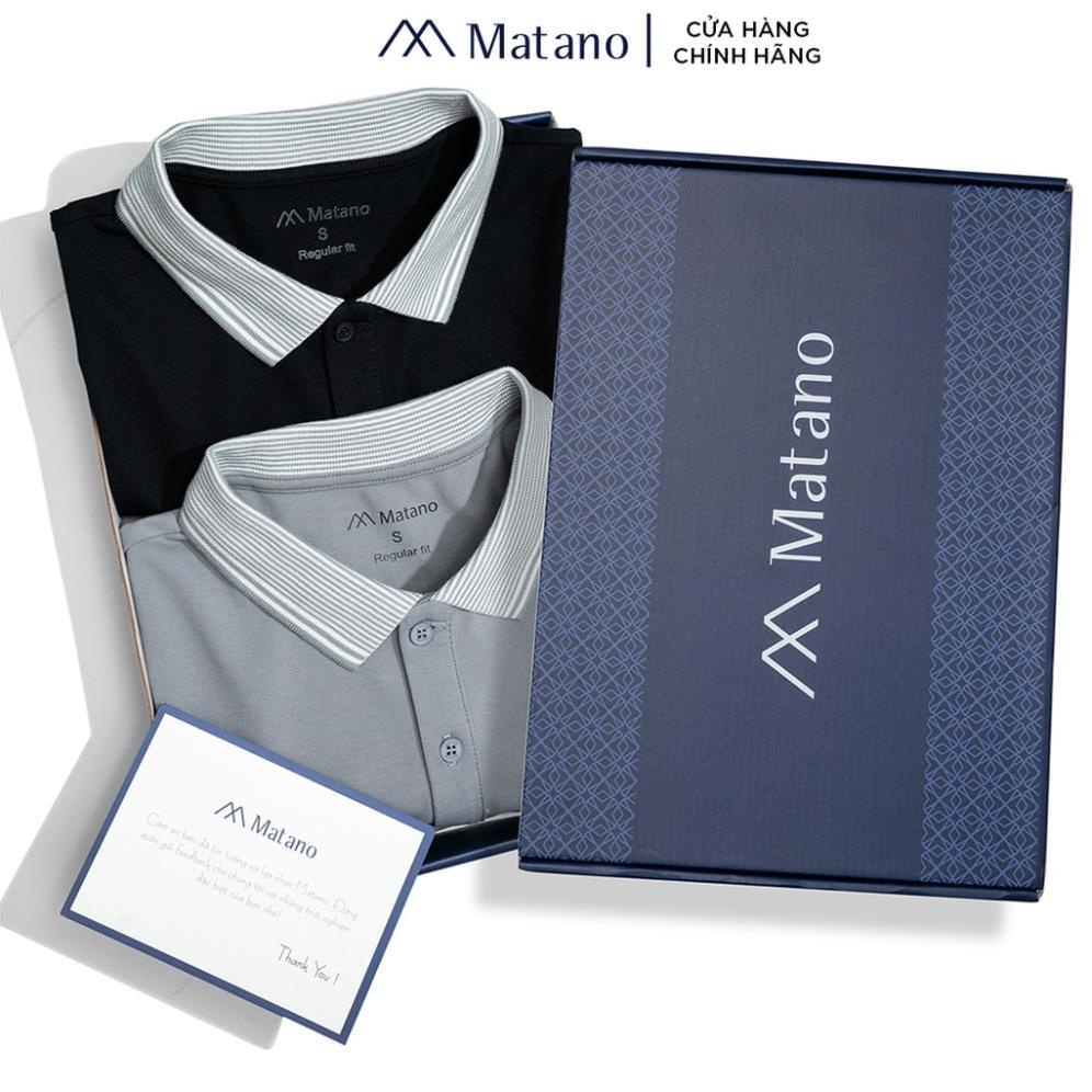 Áo polo nam đẹp MATANO 046 - Áo thun polo nam có cổ trụ bẻ, phối sọc đơn giản, sang trọng, vải cá sấu cotton cao cấp *