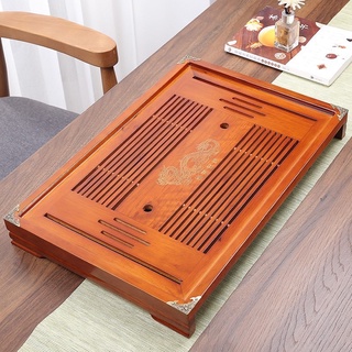 Khay gỗ ấm chén màu nâu đỏ