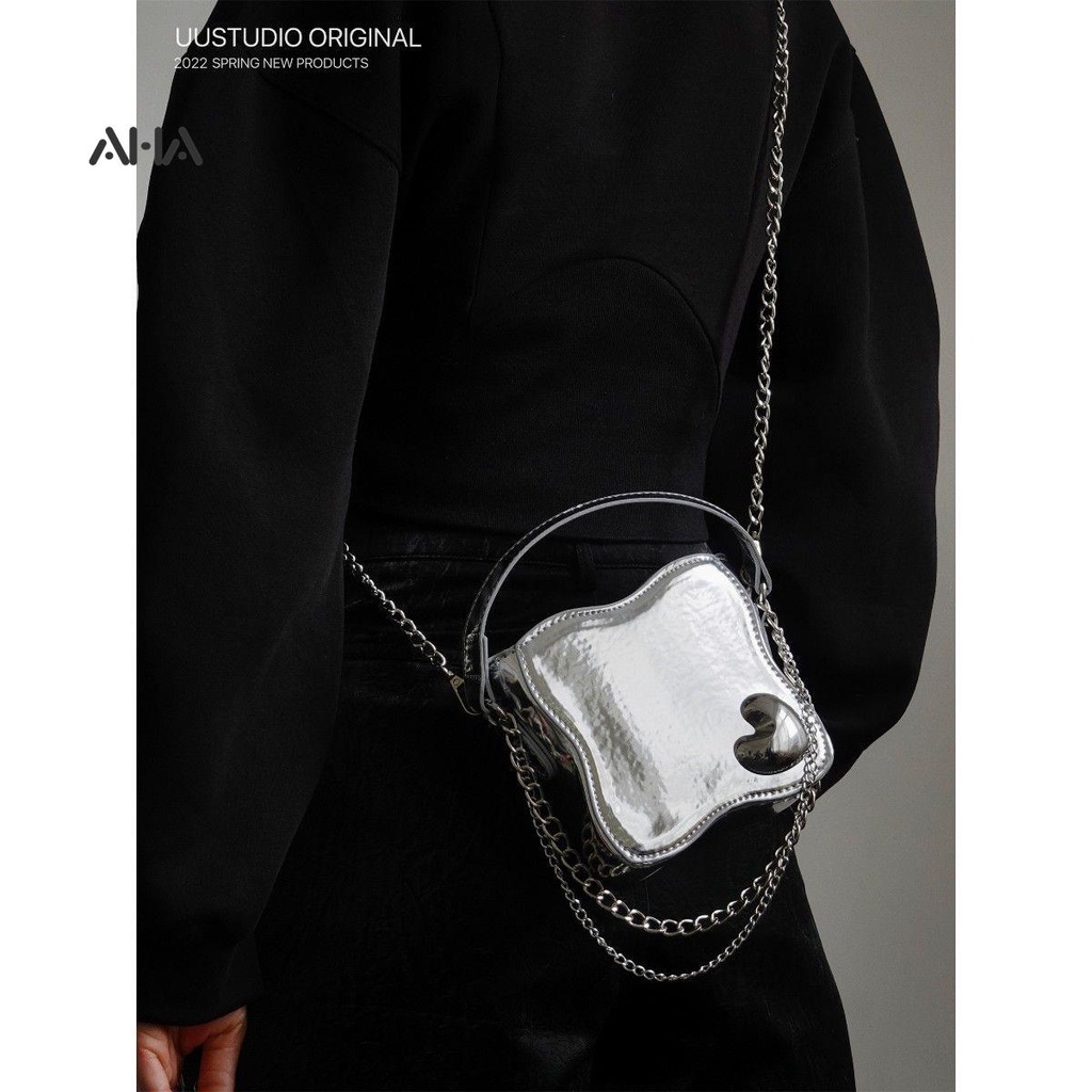 Túi xách AHA official mini dáng vuông thiết kế kiểu hoa phối dây xích thời trang cho nữ