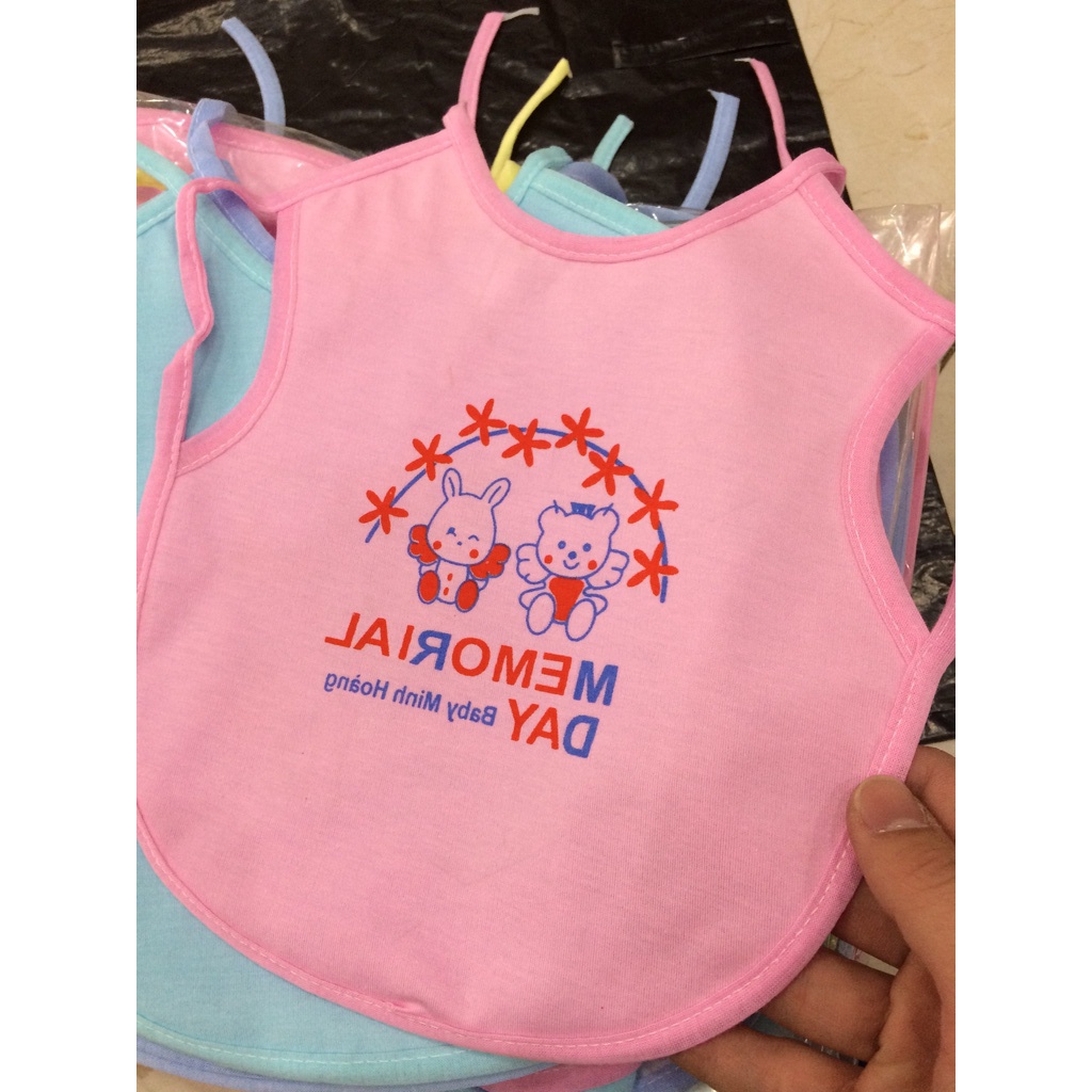 Yếm ăn dặm cotton chống thấm buộc dây cho bé