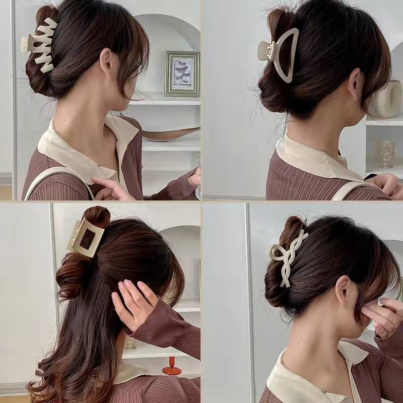 Kẹp Tóc Bằng Acrylic Màu Nâu Cỡ Lớn Phong Cách Retro Thời Trang Cho Nữ
