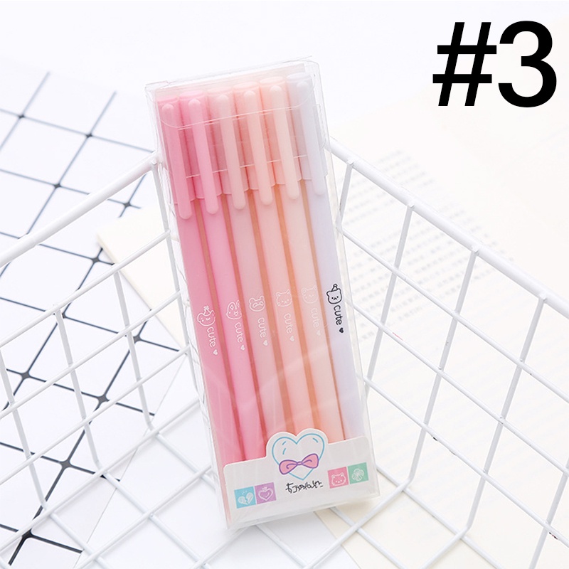 Set 6 Bút Mực Gel Thiết Kế Hoạt Hình Động Vật Dễ Thương Tiện Dụng Cho Học Sinh/ Văn Phòng