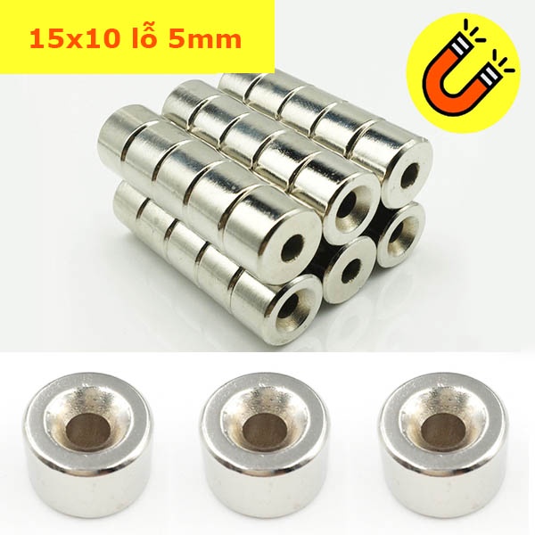 Nam châm trắng 15x10mm lỗ vát