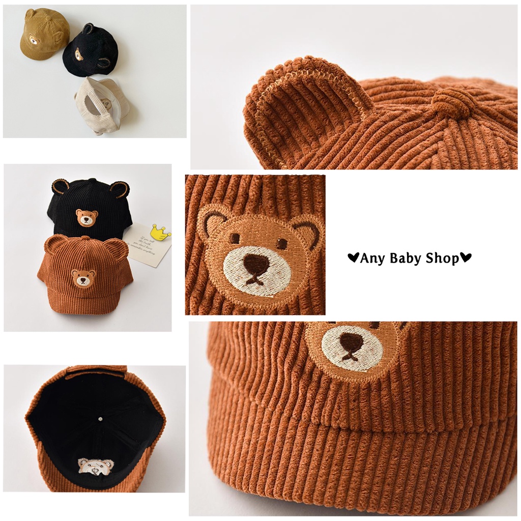 Mũ nón lưỡi trai hình gấu-tai gấu siêu cute 5 màu đáng yêu cho bé trai bé gái ❣❣