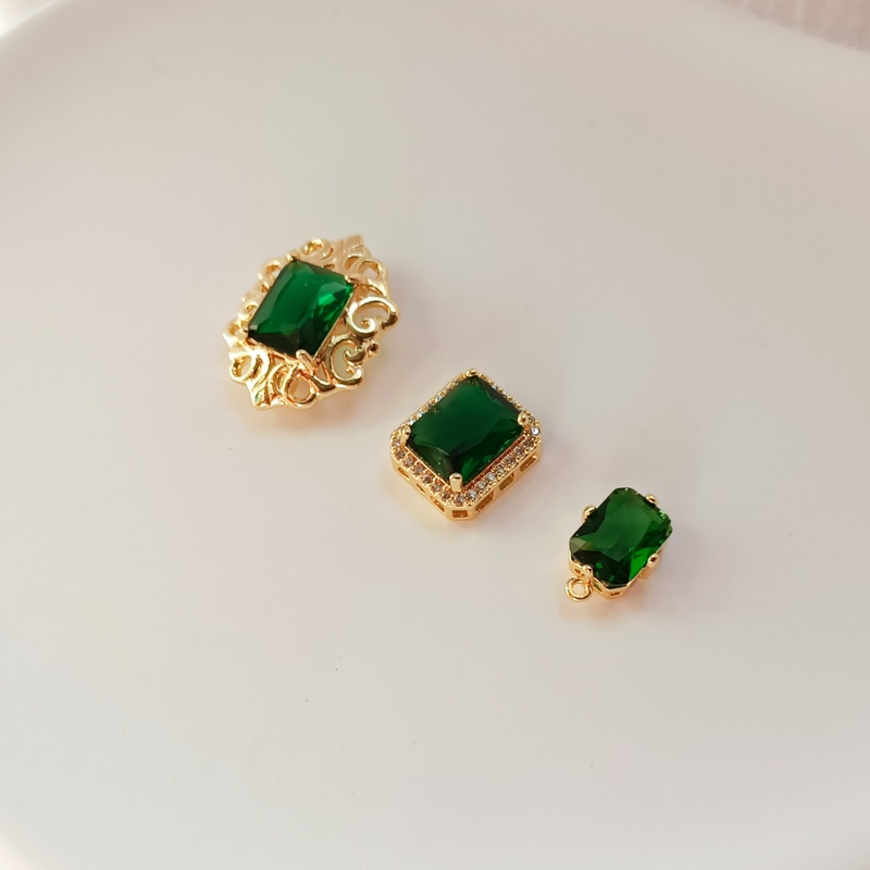 Mặt Dây Chuyền Thẳng Hình Vuông Đính Đá Zircon Mạ Đồng 14K Nhiều Màu Sắc Dùng Làm Trang Sức DIY