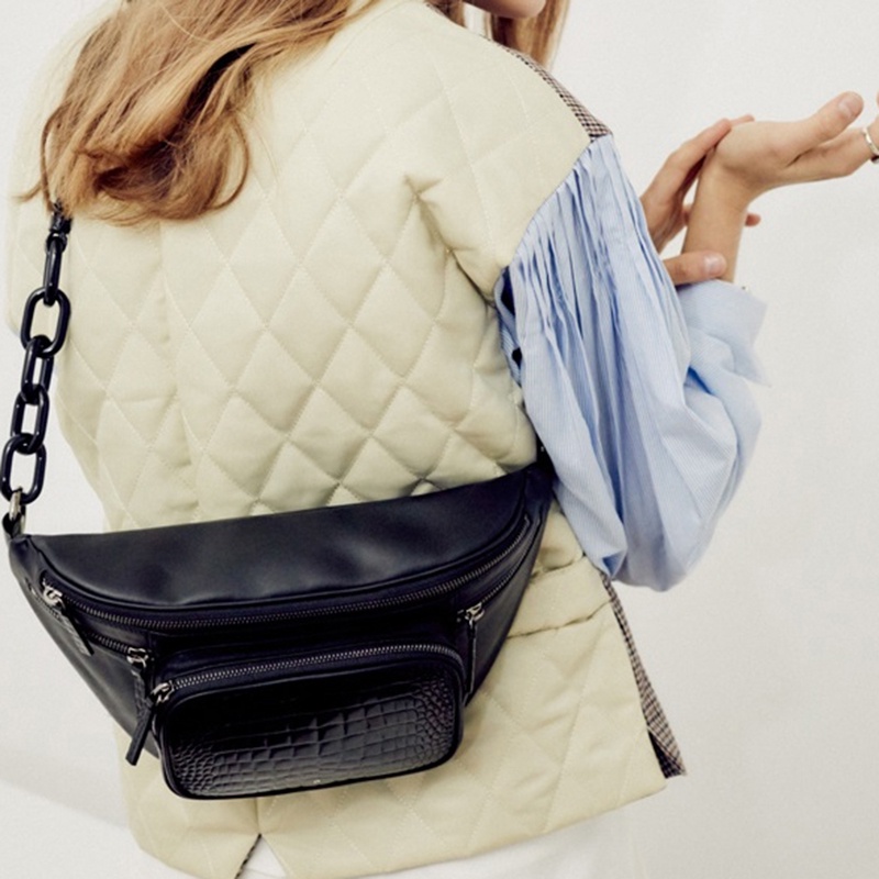 Túi Đeo Chéo Vân Da Cá Sấu Bằng acrylic Phối Dây Đeo Sợi Xích Thời Trang Cho Nữ