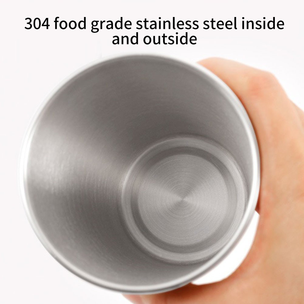 Stainless Steel Cup Metal Drinking Glass Mug Beer Pint Tumbler Stackable Reusable for Camping Hiking Indoor Kids 500ml Silver 4PCS