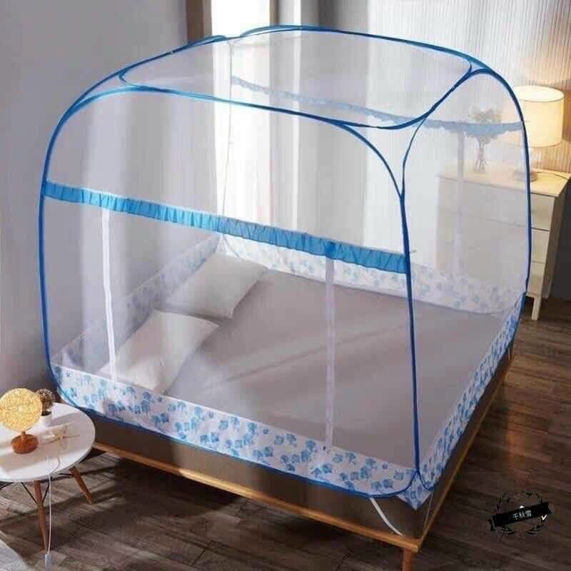 Màn chụp tự bung đỉnh vuông Hậu Bạn - Mẫu mùng chụp tự bung người lớn chống muỗi gấp gọn tiện dụng