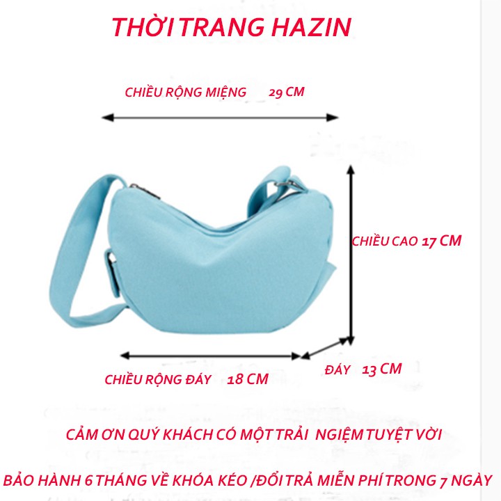 TÚI TOTE ĐEO CHÉO BÁN NGUYỆT VẢI CANVAS PHONG CÁCH ULZZANG ĐỂ SÁCH A4 M 25 TRÒN