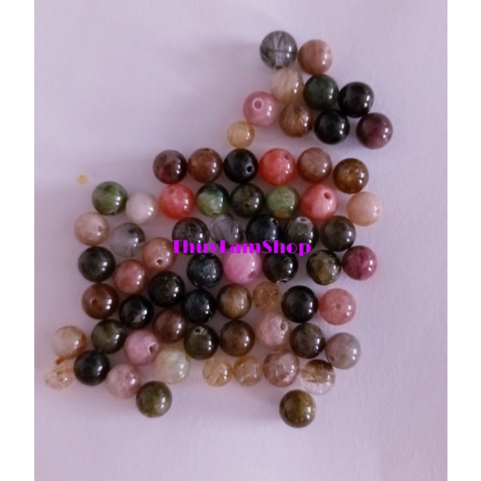 Viên đá tourmaline nhiều màu 6li đá thanh tẩy bài, làm habdmade bán 5 viên