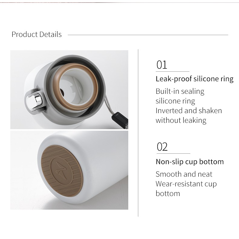 ONEISALL 400ML Stainless Steel Flask Vacuum Thermos Bottle  Bouncing Lid Thermos Mug