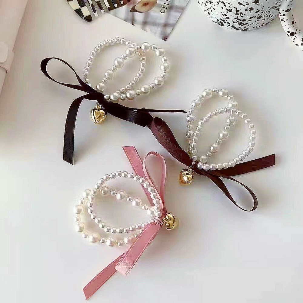 Dây Cột Tóc Đính Hạt Ngọc Trai Hình Bướm Bằng Hợp Kim Thời Trang Cho Nữ