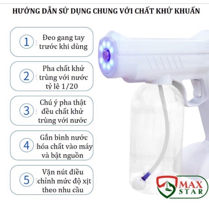 Súng Xịt Khử Khuẩn Atomizer - Máy Phun Sát Khuẩn Cầm Tay Nanomax t2