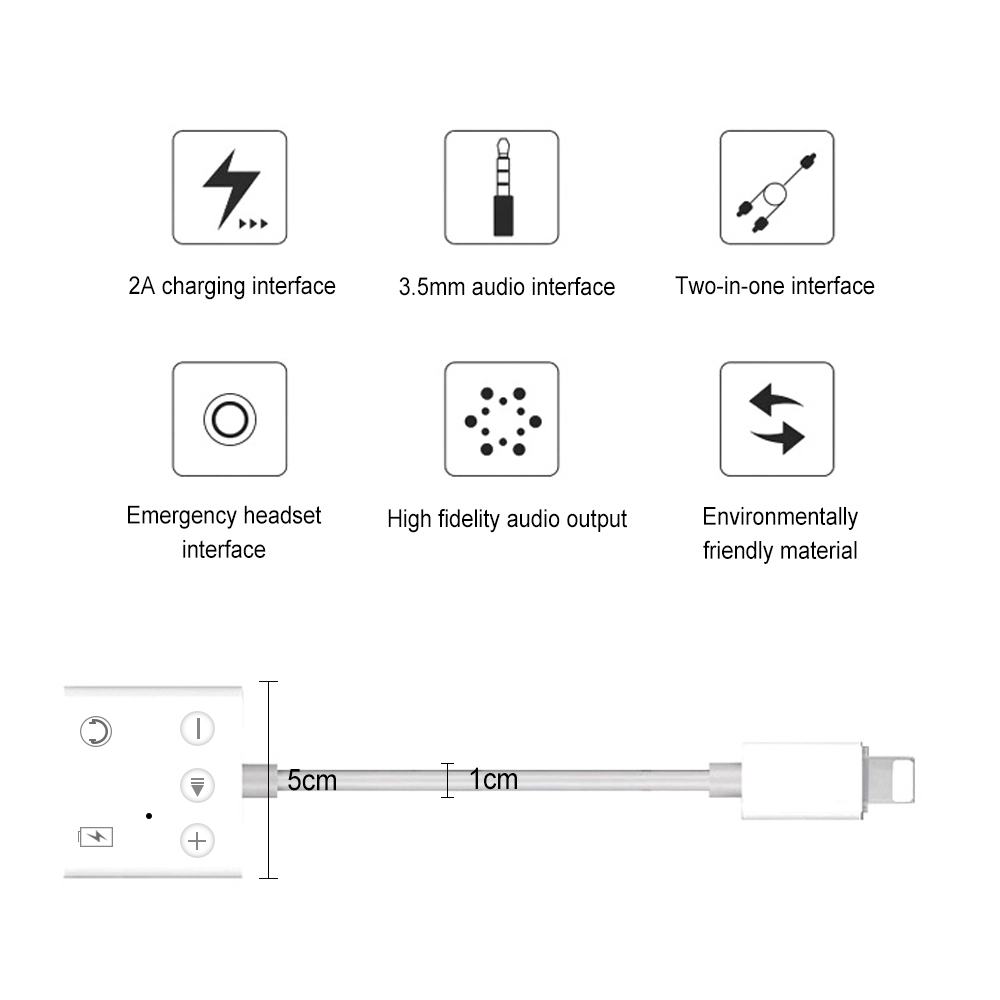 Cáp chuyển đổi 2 trong 1 sạc + tai nghe 3.5mm cho iPhone XS Max XR X